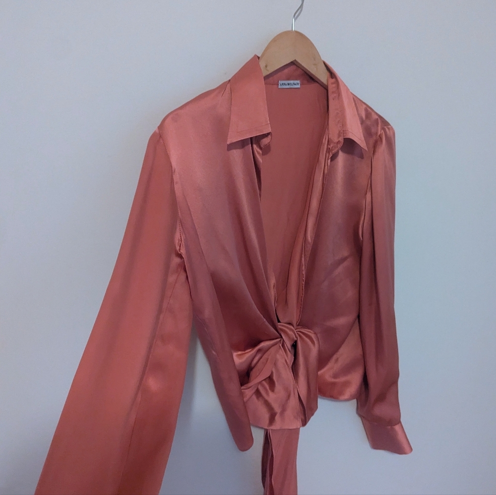 Anna Molinari Pink Silk Tie Top - Picture 3 of 10